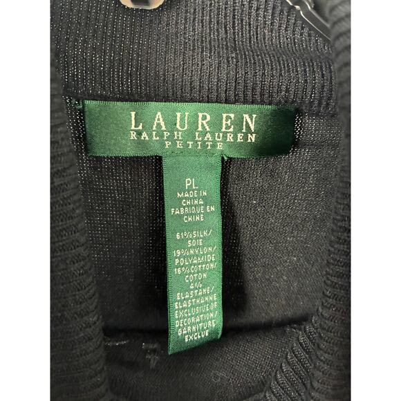 NWOT Lauren Ralph Lauren Silk Blend Dragon Turtleneck Sweater Women's PL Black - Picture 4 of 6